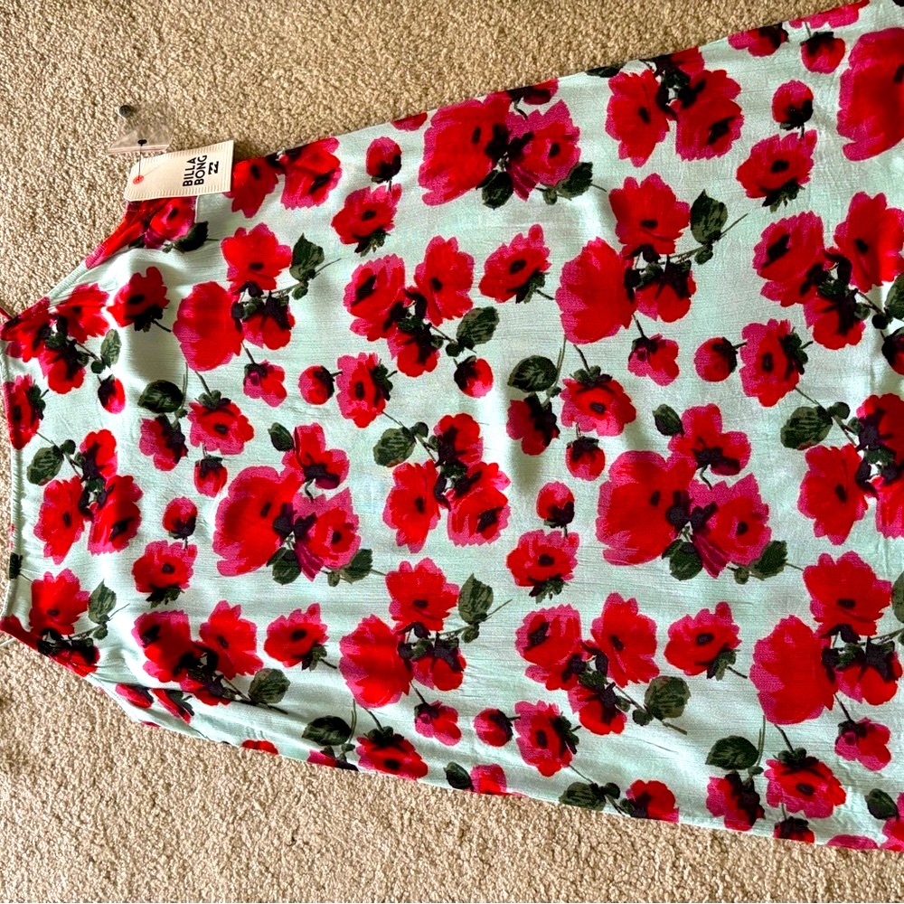 Billabong Night Out Floral Tie-Strap Sundress Juniors Size L - Picture 4 of 7